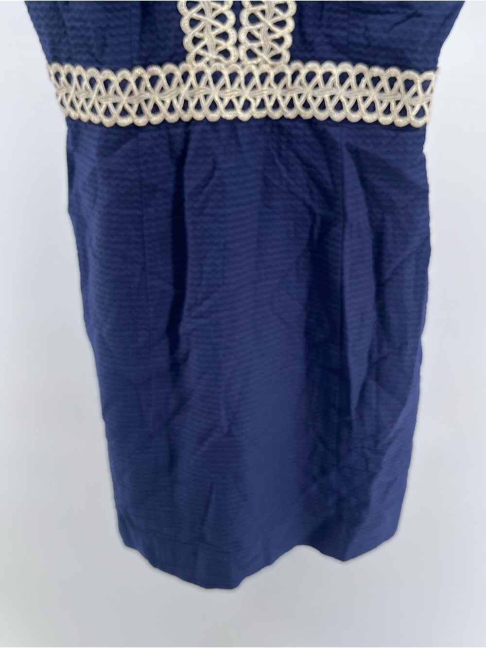Lilly Pulitzer Trista Navy Gold Lace Up Shift Dress Resort Vacation Mini US 2 - Picture 11 of 16